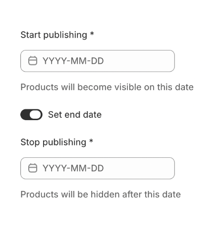 Automatically unpublishing a product at a scheduled time using Schedora app