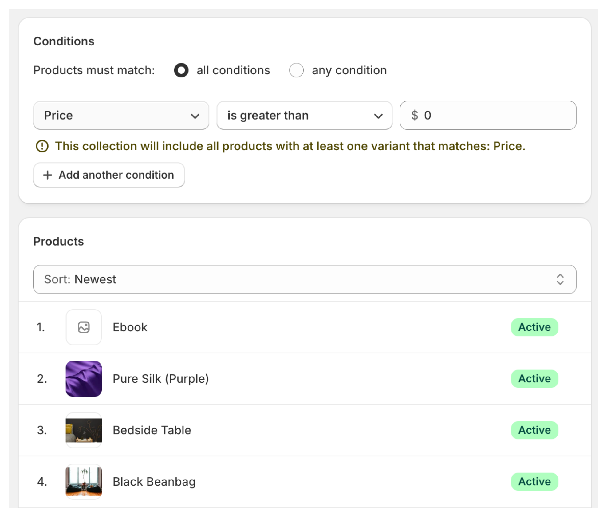 Create New Arrivals collection and set the Sort Order to Newest