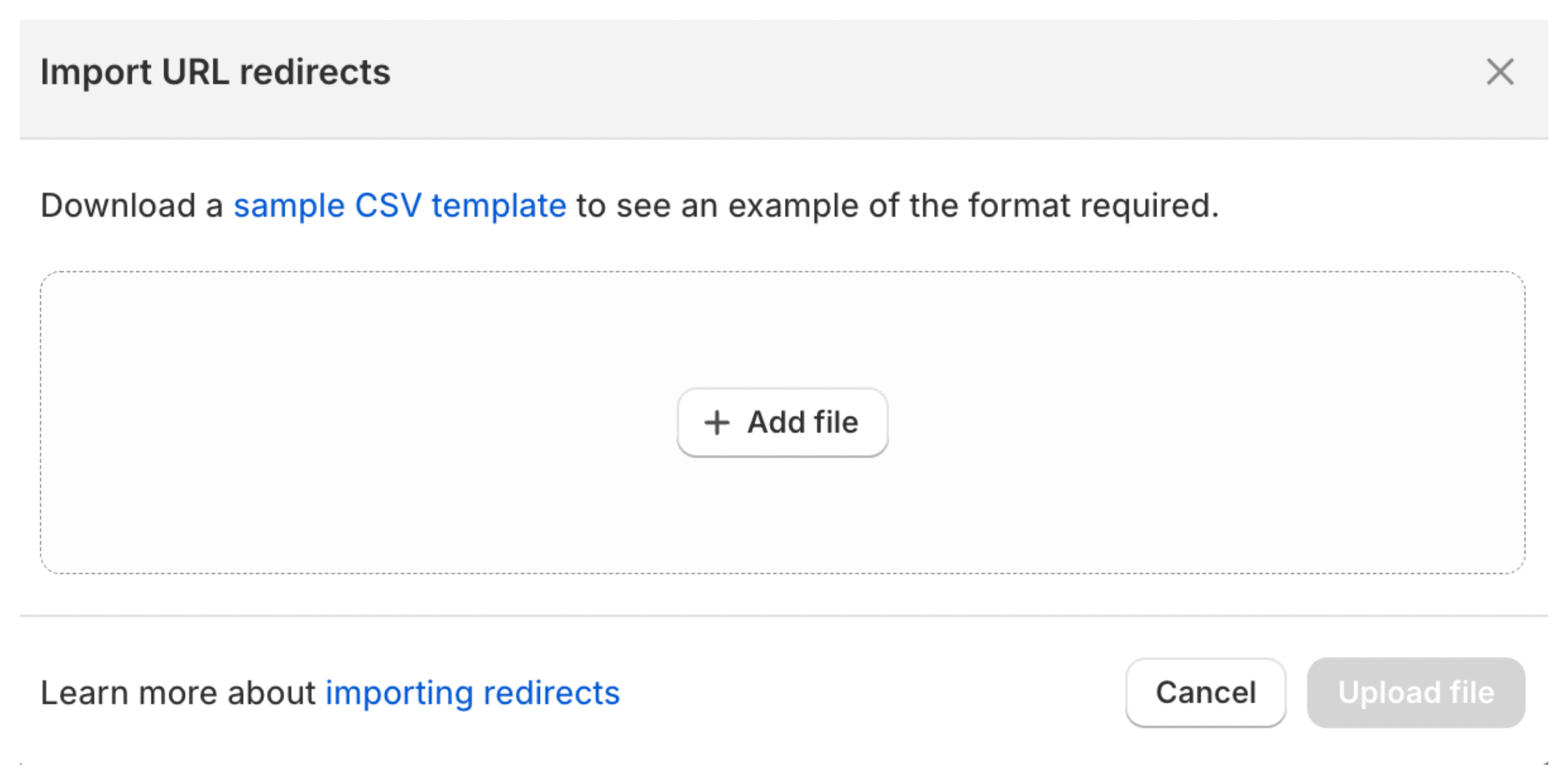 Importing URL redirects via CSV in Shopify admin