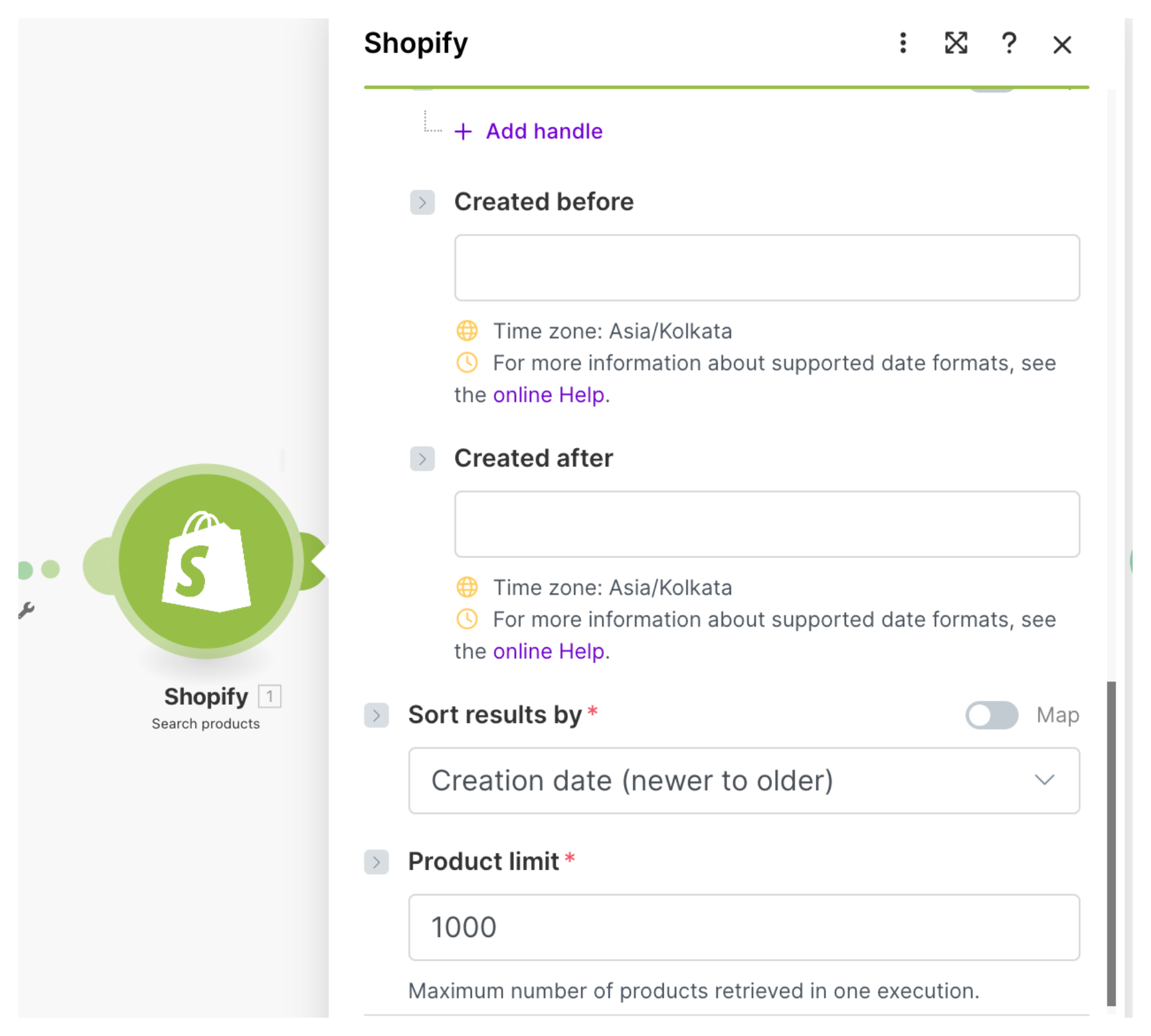 Shopify Search Products module in Make